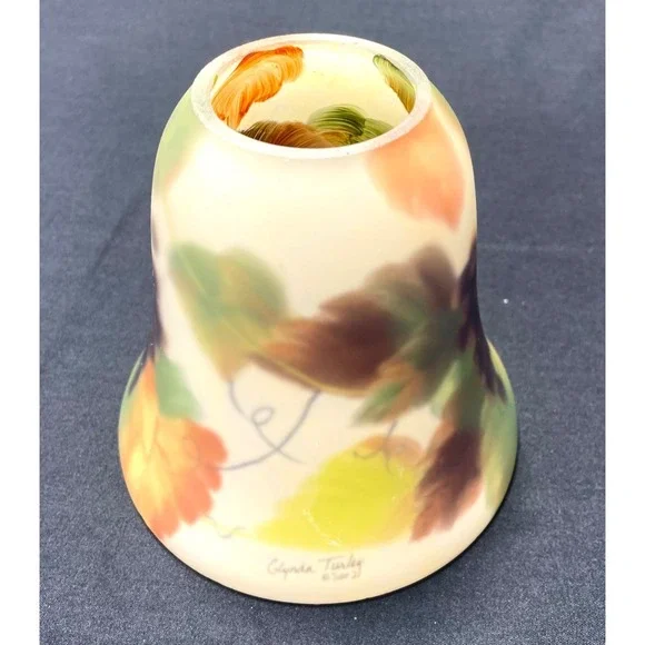 Glynda Turley 2002 Signed Reverse Hand Painted Grapes Glass Shade Only - Picture 1 of 6